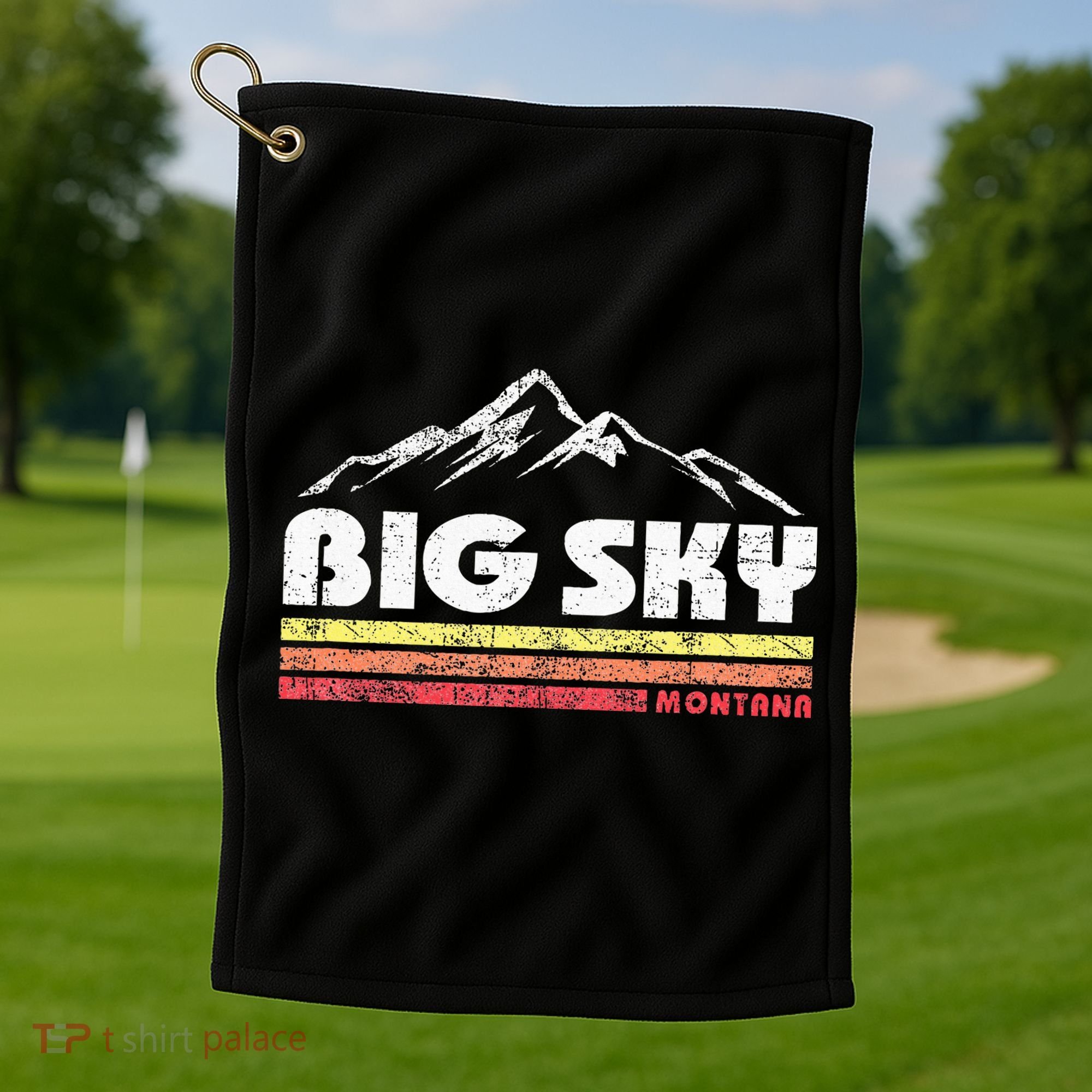 Big Sky Montana Mountain Sunset Golf Towel