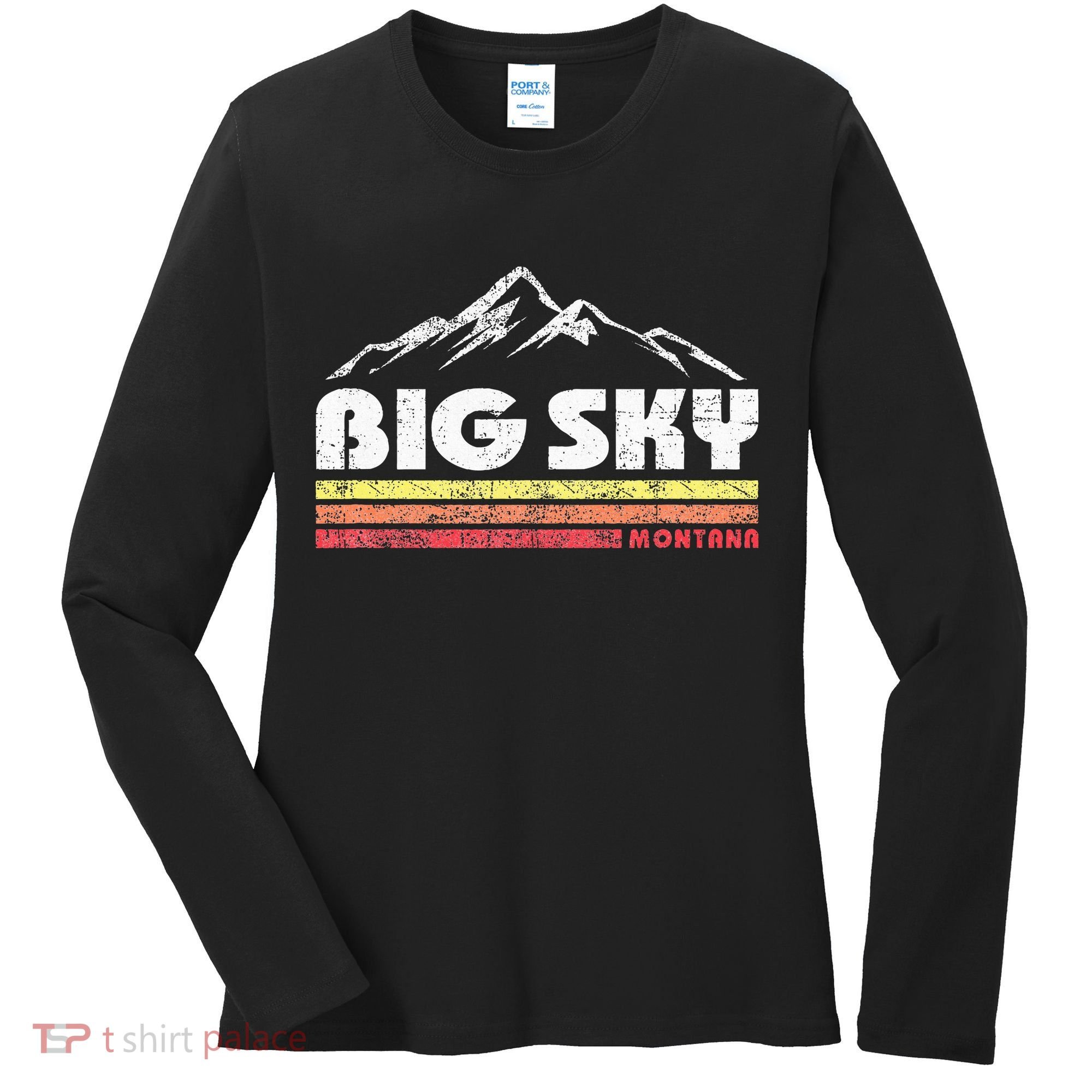 Big Sky Montana Mountain Sunset Women's Long Sleeve Shirt