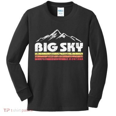 Big Sky Montana Mountain Sunset Kids Long Sleeve Shirt
