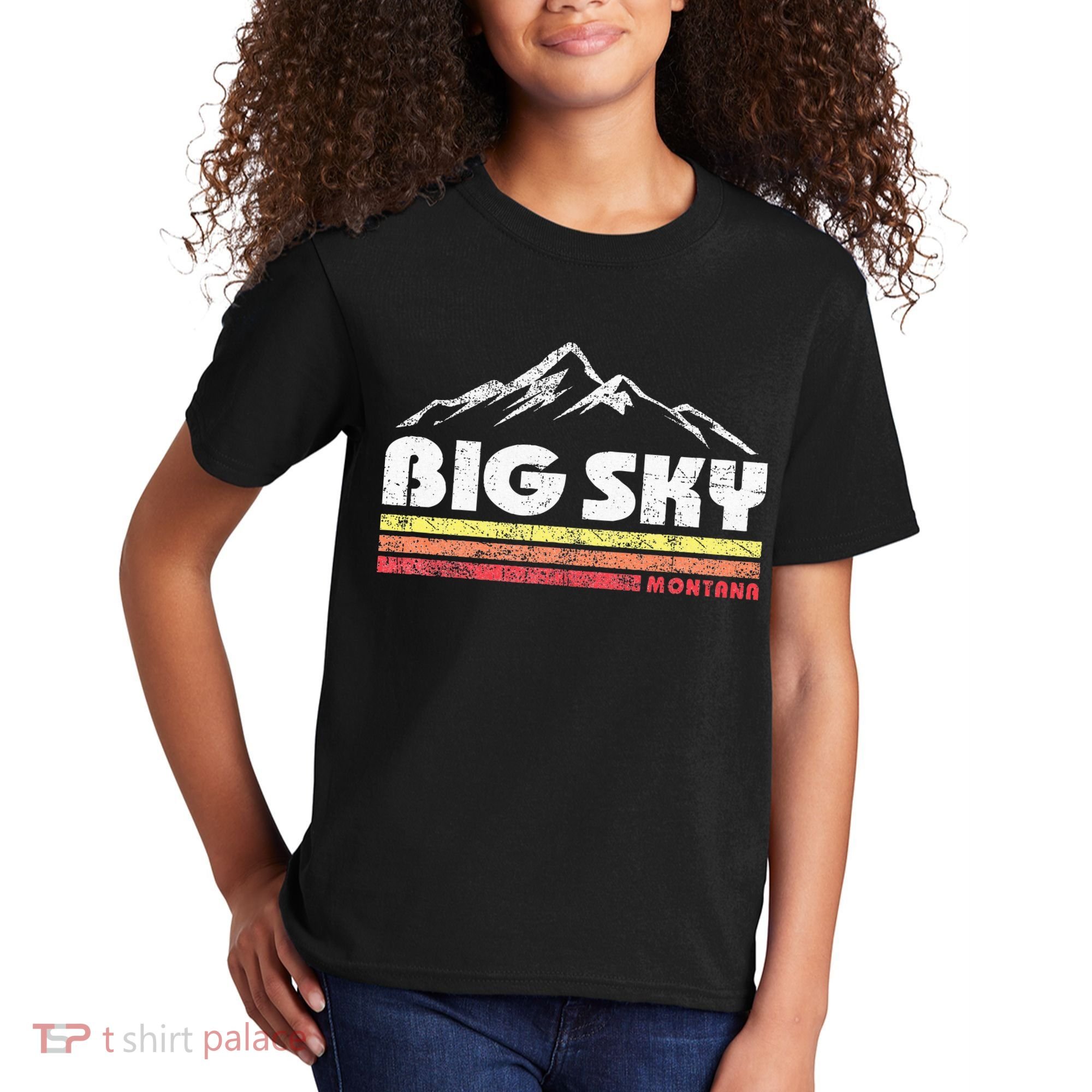 Big Sky Montana Mountain Sunset Kids T-Shirt