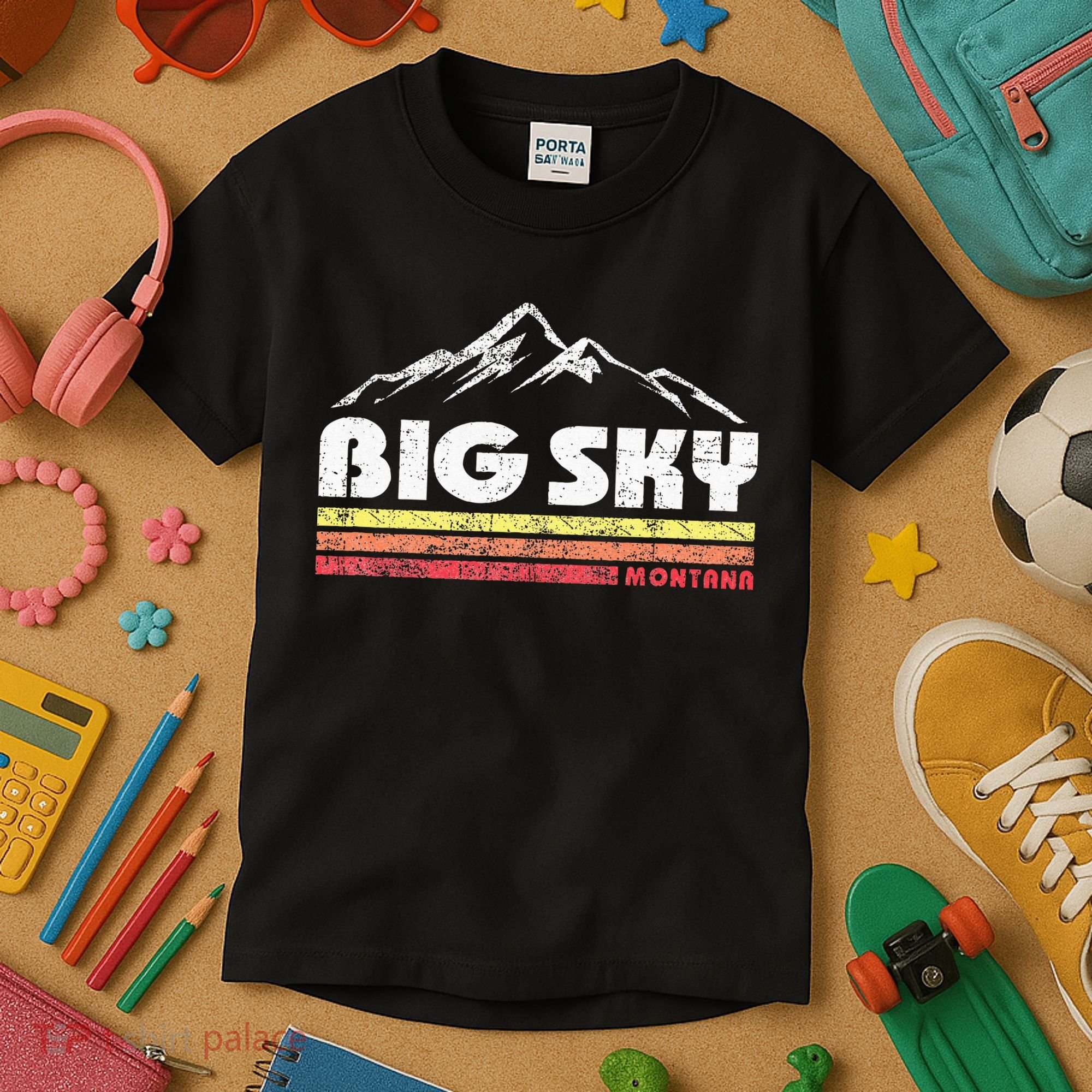 Big Sky Montana Mountain Sunset Kids T-Shirt