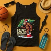 Bigfoot Saw Me But Nobody Believes Him Christmas Bigfoot Tank Top thumb 4