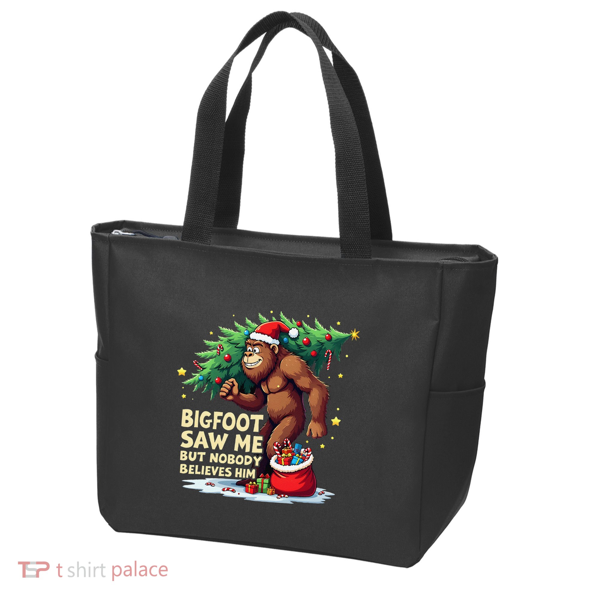 Bigfoot Saw Me But Nobody Believes Him Christmas Bigfoot Tote Bag
