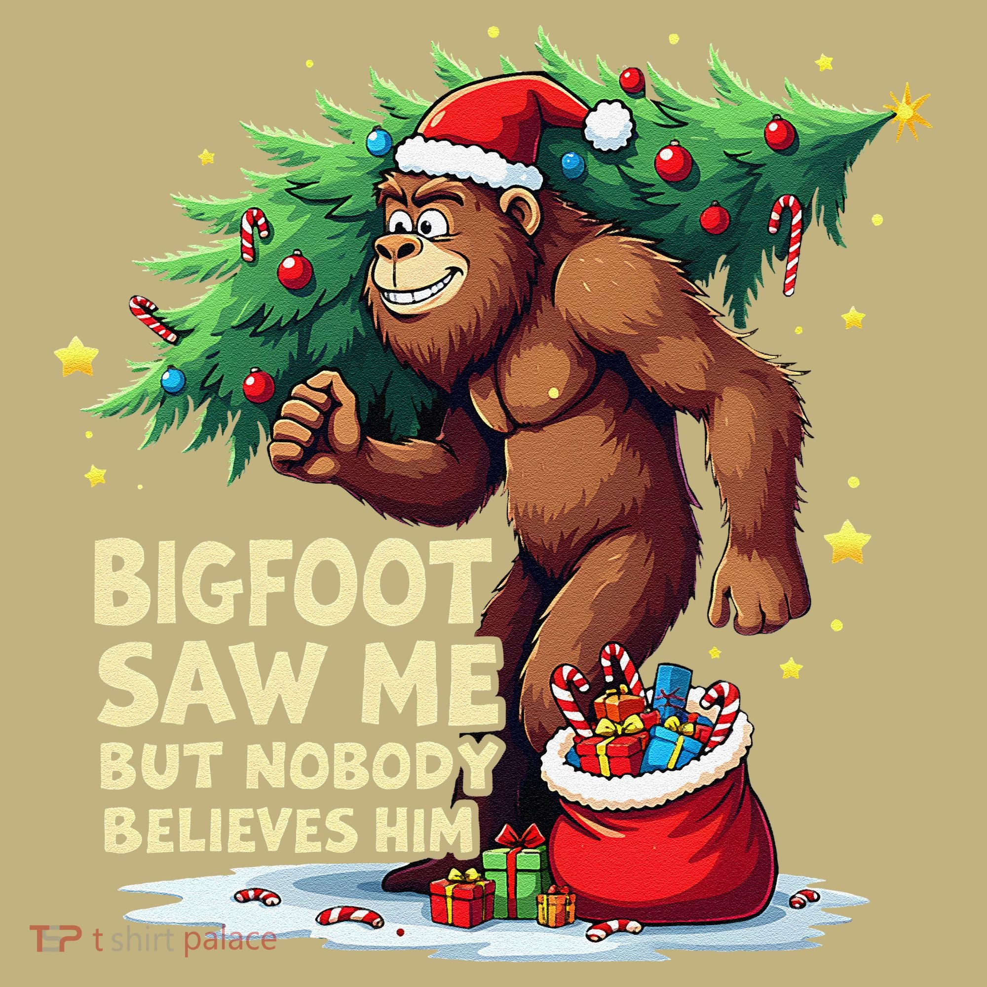 Bigfoot Saw Me But Nobody Believes Him Christmas Bigfoot Hoodie