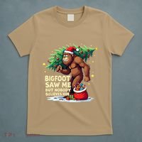 Bigfoot Saw Me But Nobody Believes Him Christmas Bigfoot T-Shirt thumb 5