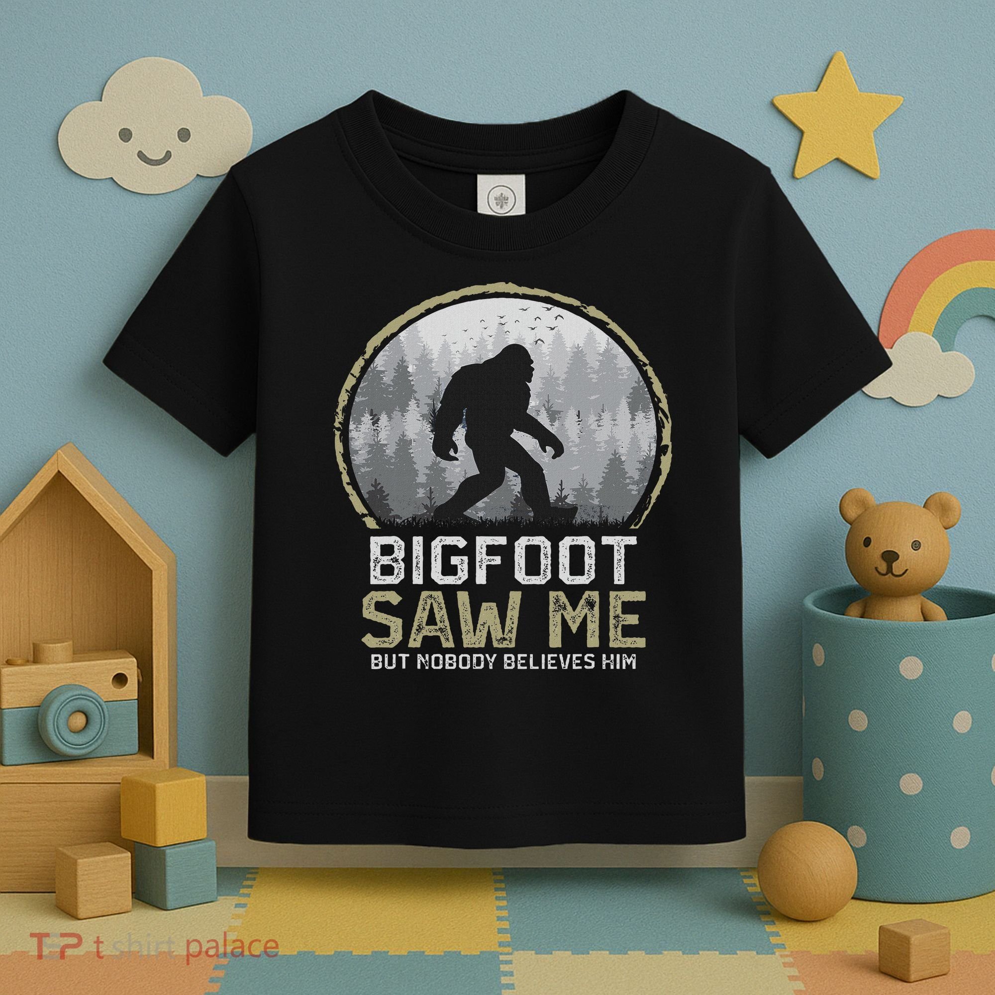 Bigfoot Saw Me Nobody Believes Him Funny Sasquatch Bigfoot Toddler T-Shirt