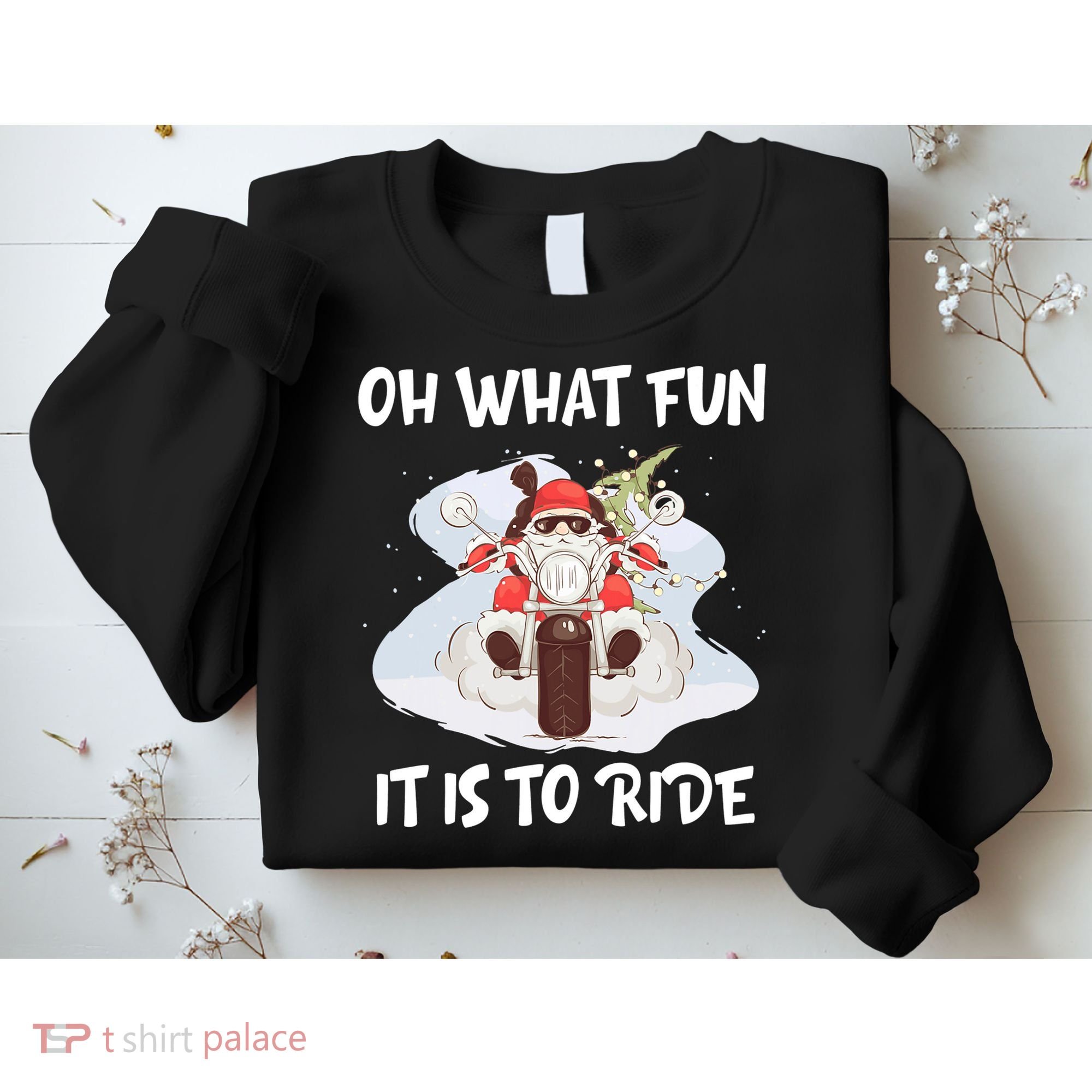 Biker Santa Motorcycle Fan Merry Christmas Xmas Holidays Sweatshirt