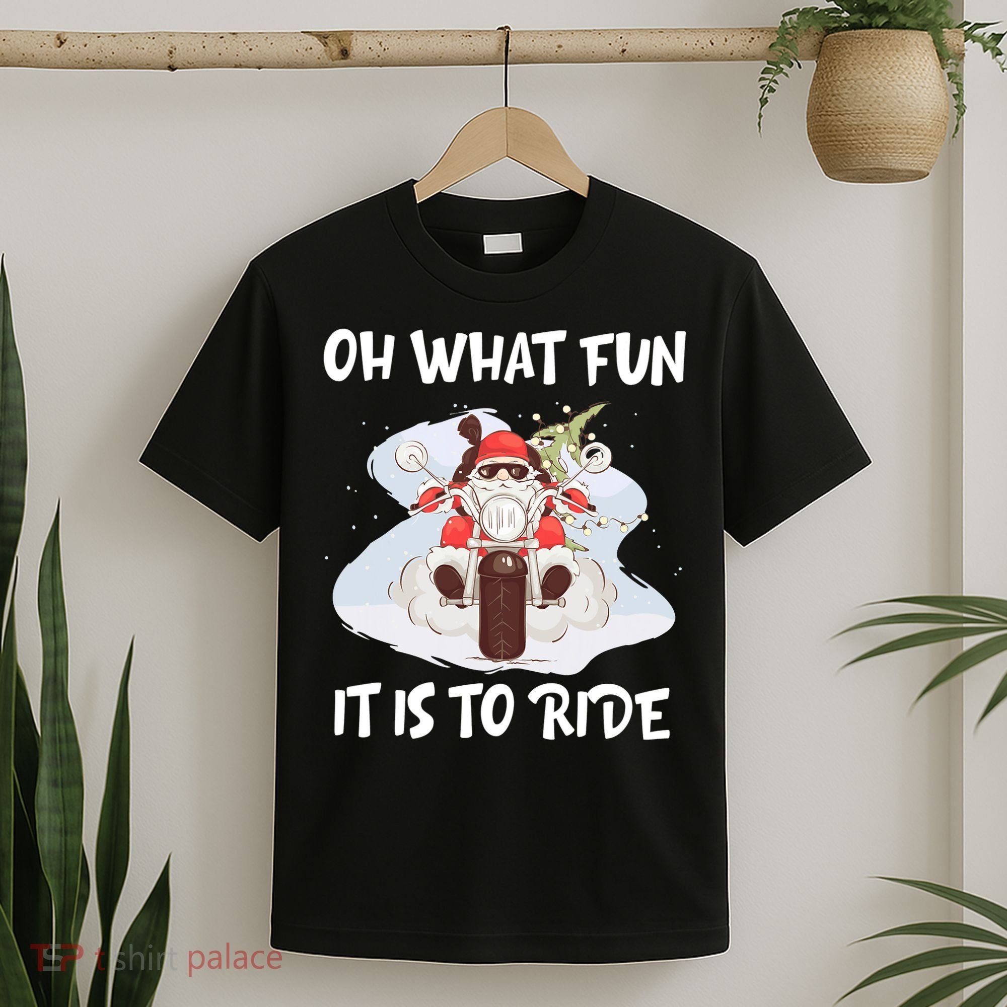 Biker Santa Motorcycle Fan Merry Christmas Xmas Holidays T-Shirt