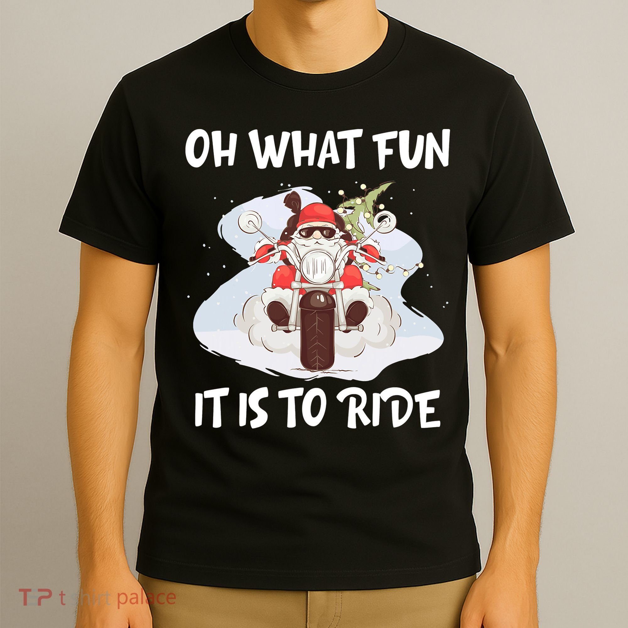 Biker Santa Motorcycle Fan Merry Christmas Xmas Holidays T-Shirt