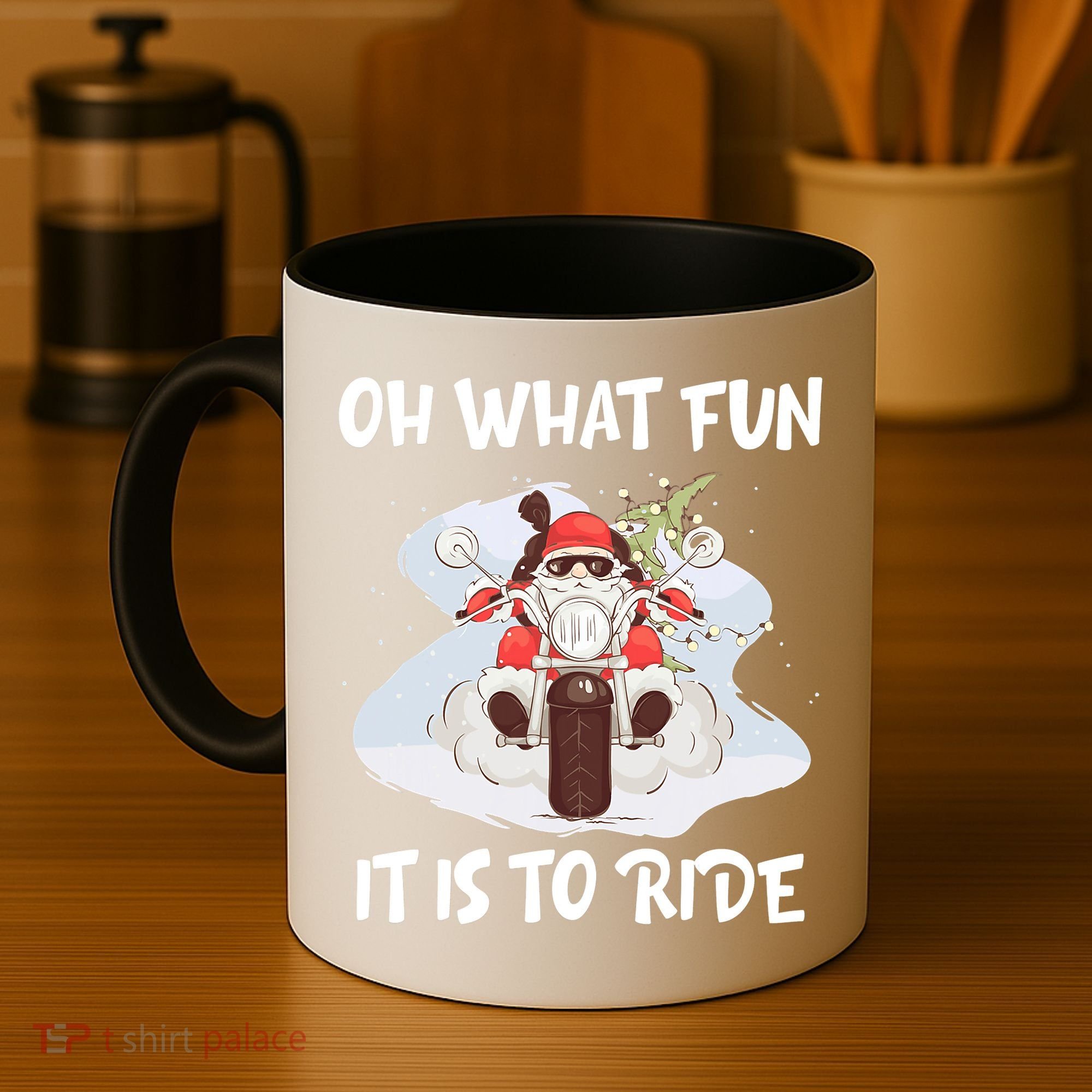 Biker Santa Motorcycle Fan Merry Christmas Xmas Holidays Coffee Mug
