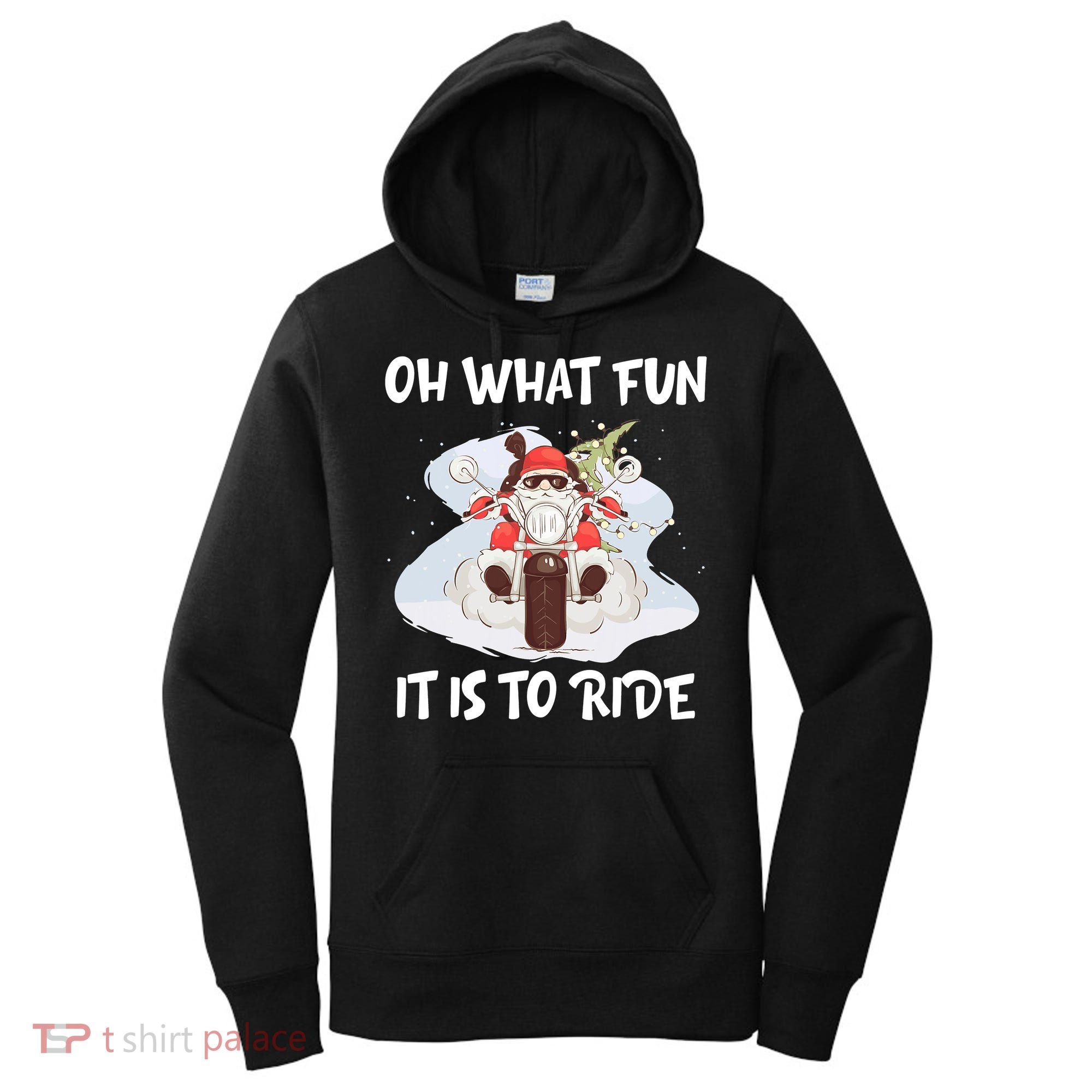 Biker Santa Motorcycle Fan Merry Christmas Xmas Holidays Women's Hoodie
