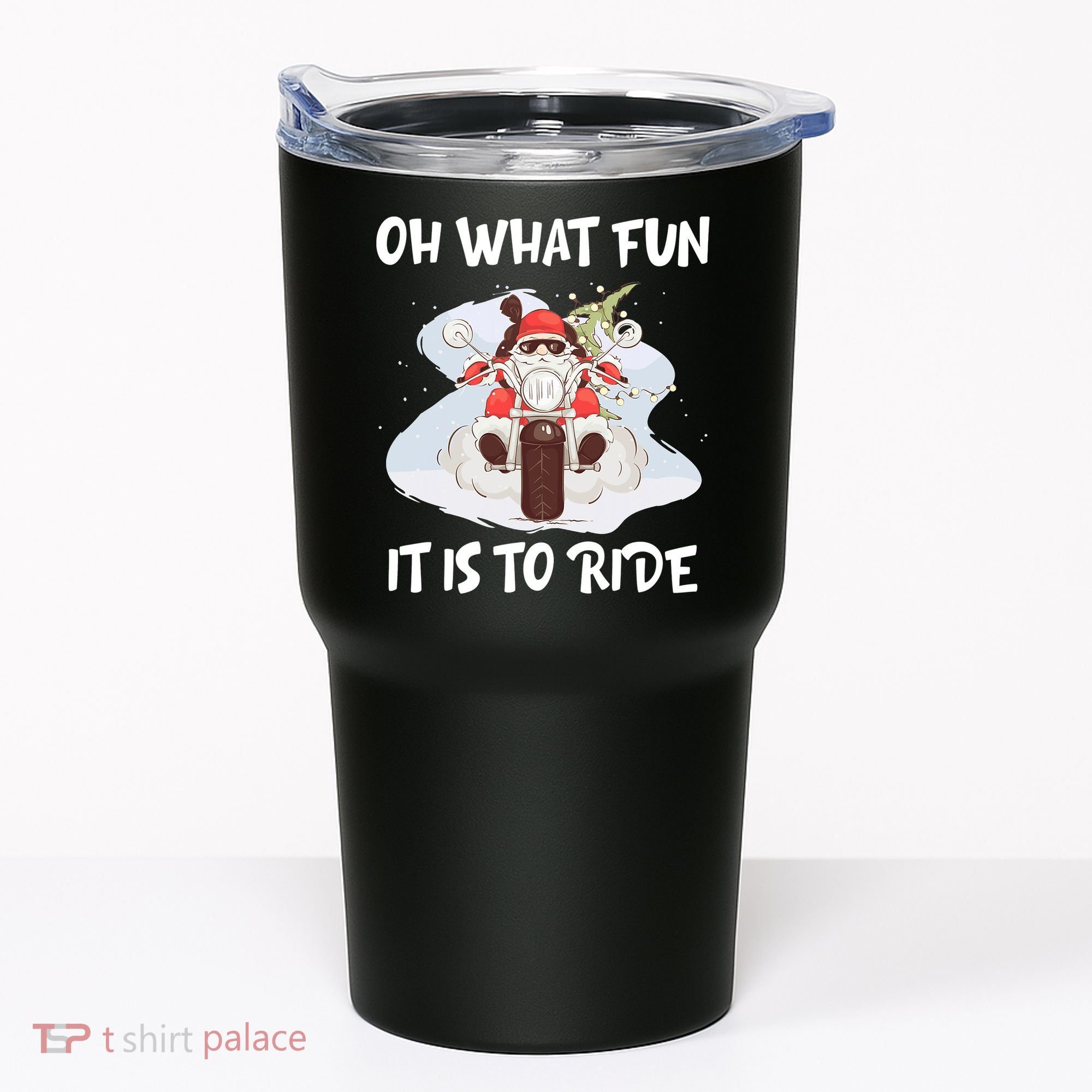 Biker Santa Motorcycle Fan Merry Christmas Xmas Holidays Tumbler