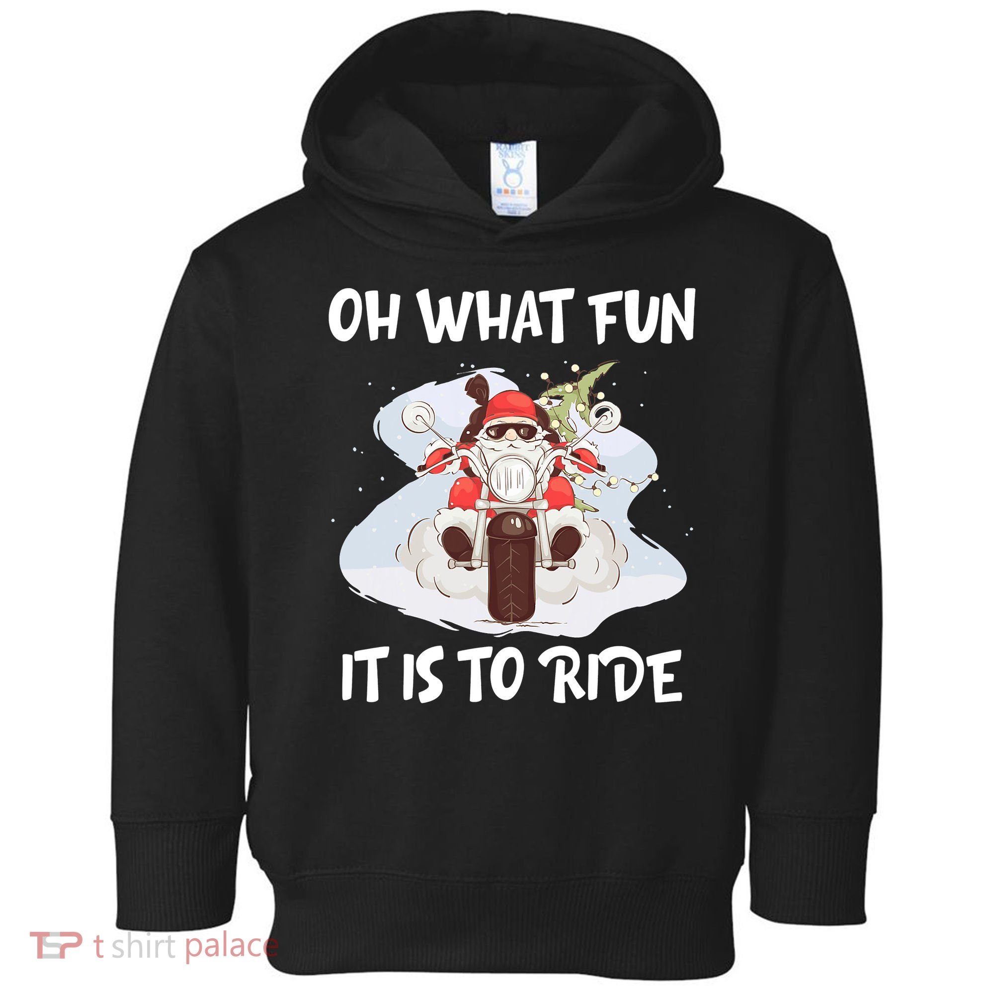 Biker Santa Motorcycle Fan Merry Christmas Xmas Holidays Toddler Hoodie