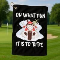 Biker Santa Motorcycle Fan Merry Christmas Xmas Holidays Golf Towel thumb 1