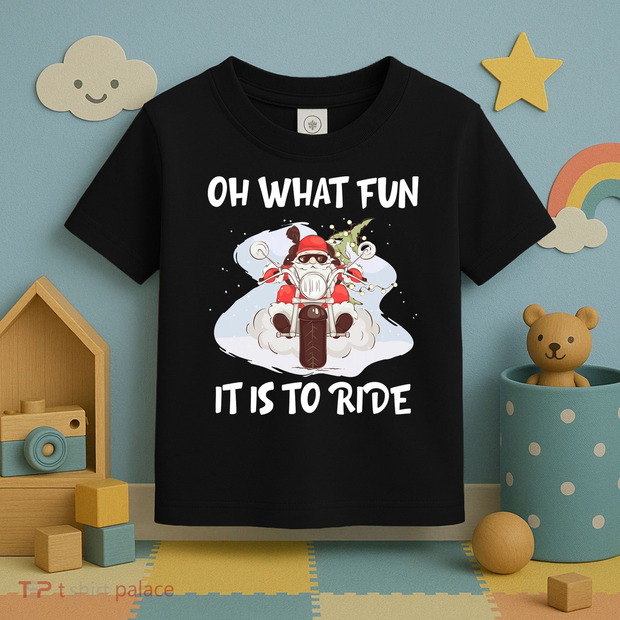 Biker Santa Motorcycle Fan Merry Christmas Xmas Holidays Toddler T-Shirt