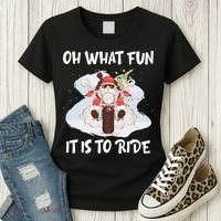 Biker Santa Motorcycle Fan Merry Christmas Xmas Holidays Women's T-Shirt thumb 3