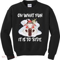 Biker Santa Motorcycle Fan Merry Christmas Xmas Holidays Kids Sweatshirt thumb 0