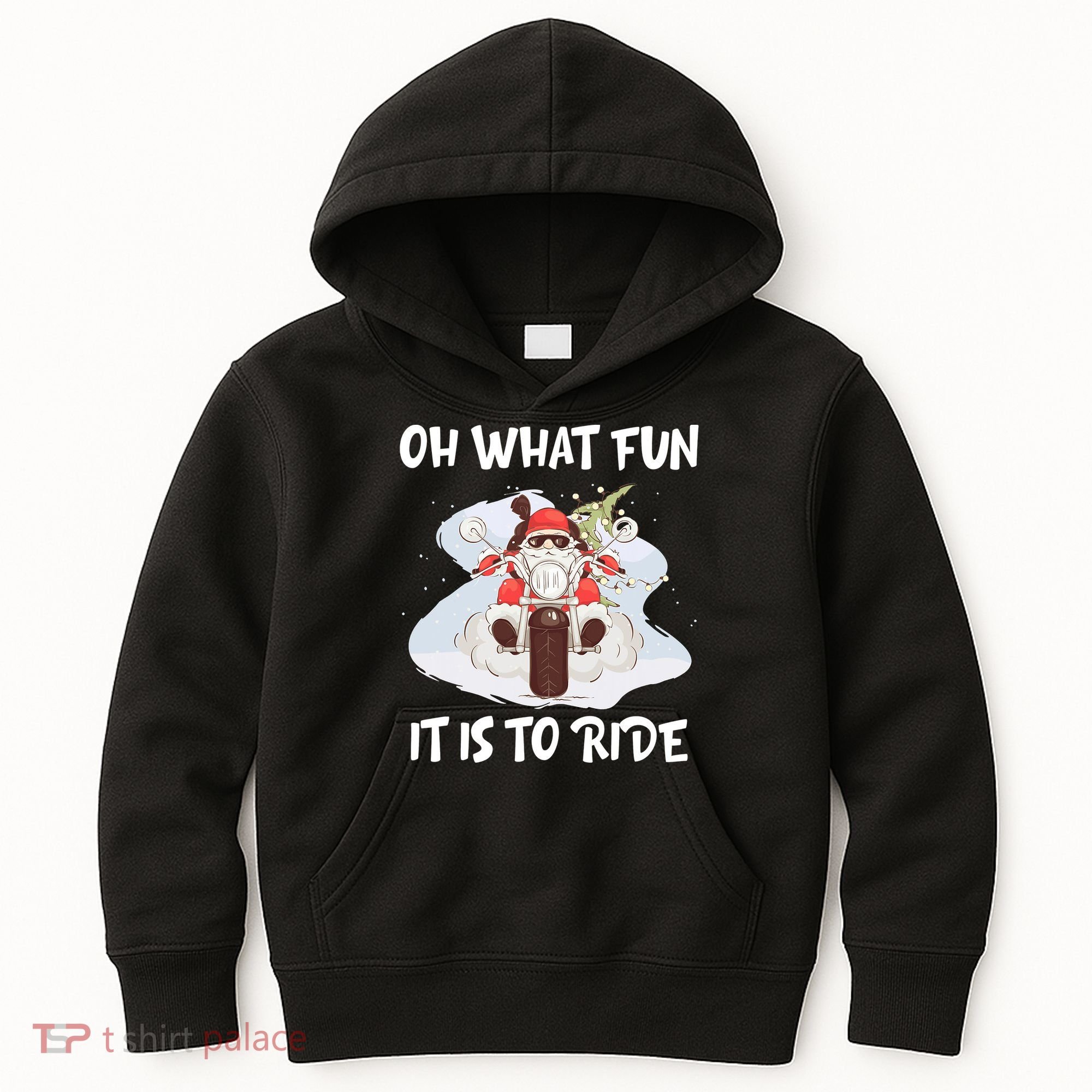 Biker Santa Motorcycle Fan Merry Christmas Xmas Holidays Kids Hoodie