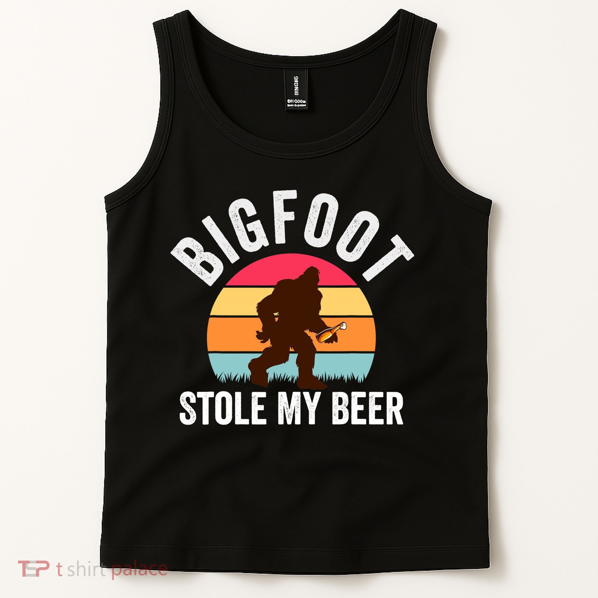 Bigfoot Stole My Beer Funny Yeti Yowi Sasquatch Drinking Tank Top