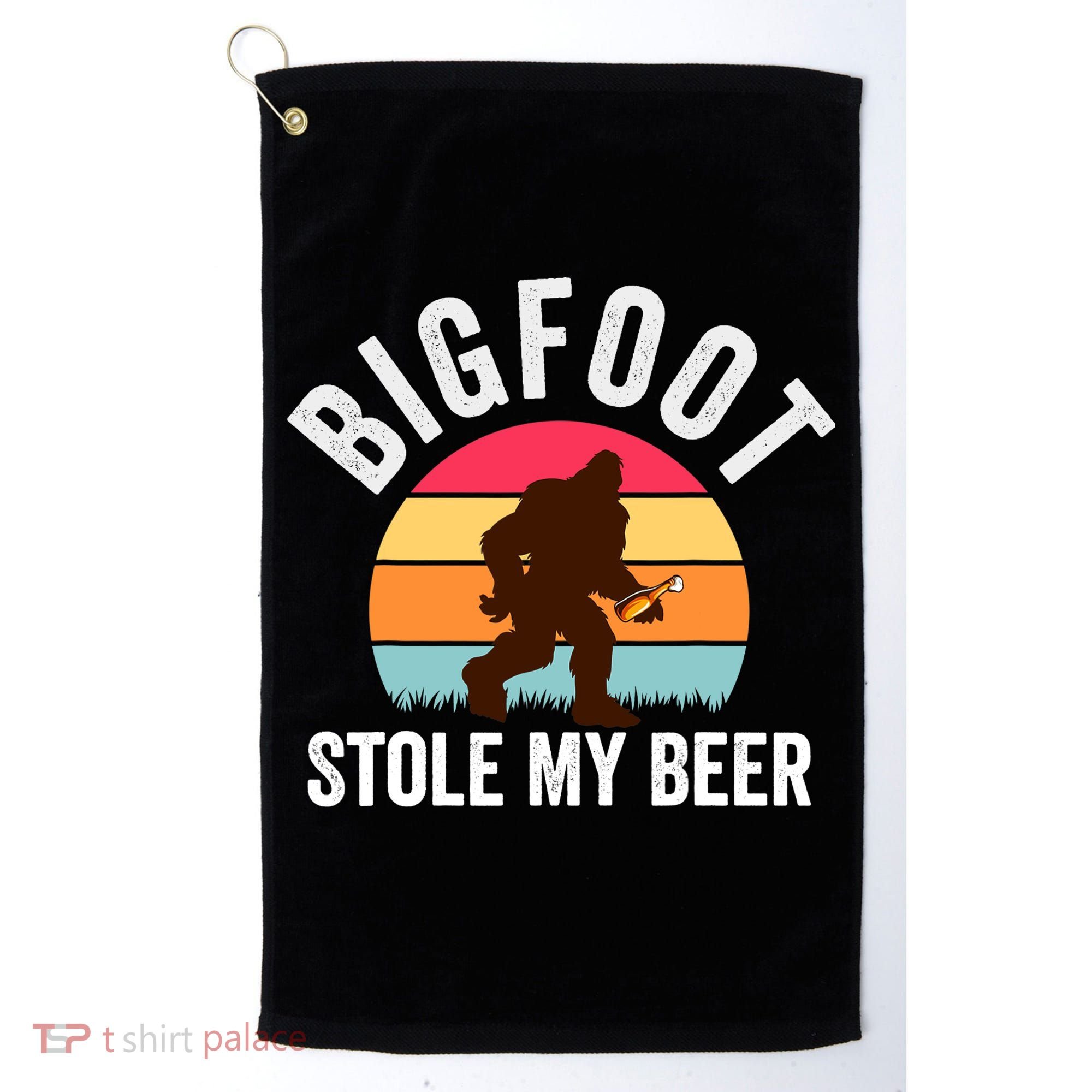 Bigfoot Stole My Beer Funny Yeti Yowi Sasquatch Drinking Golf Towel