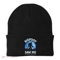 Bigfoot Saw Me But Nobody Believes Him Funny Sasquatch Retro Beanie thumb 0