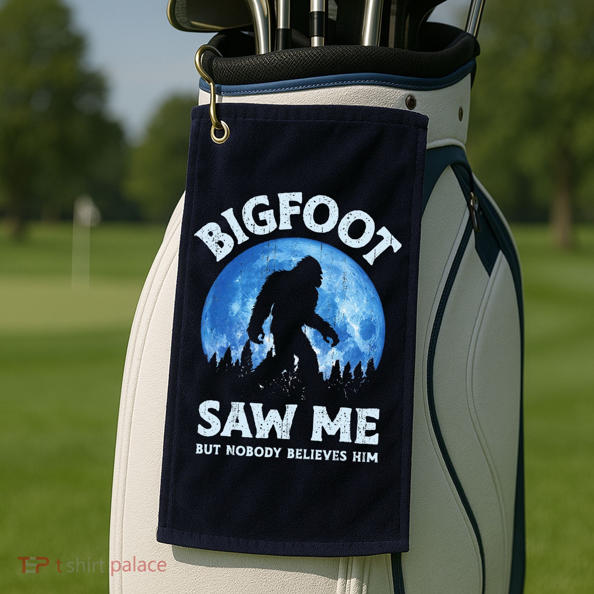 Bigfoot Saw Me But Nobody Believes Him Funny Sasquatch Retro Golf Towel