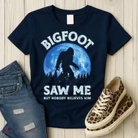 Bigfoot Saw Me But Nobody Believes Him Funny Sasquatch Retro Women's T-Shirt thumb 3