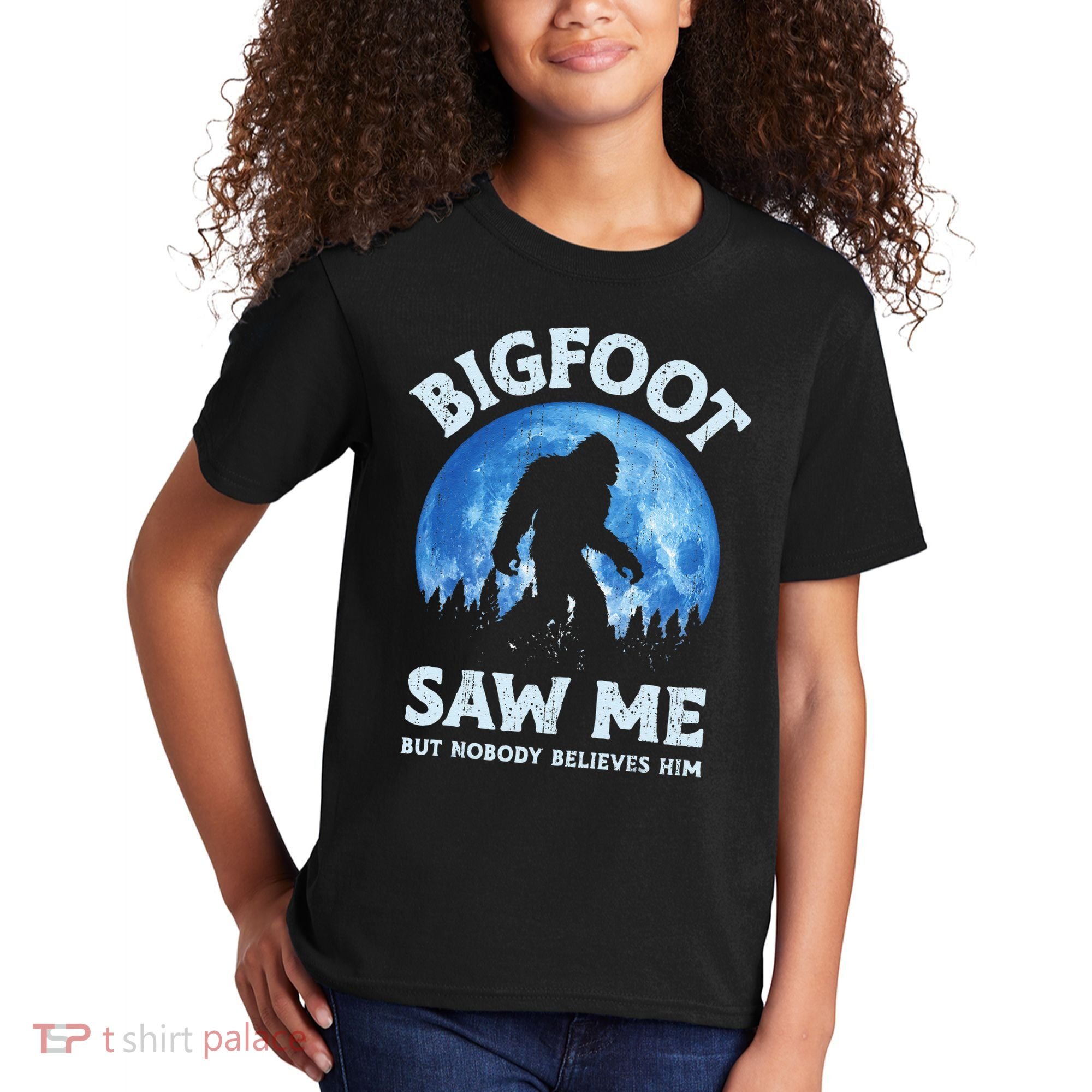 Bigfoot Saw Me But Nobody Believes Him Funny Sasquatch Retro Kids T-Shirt