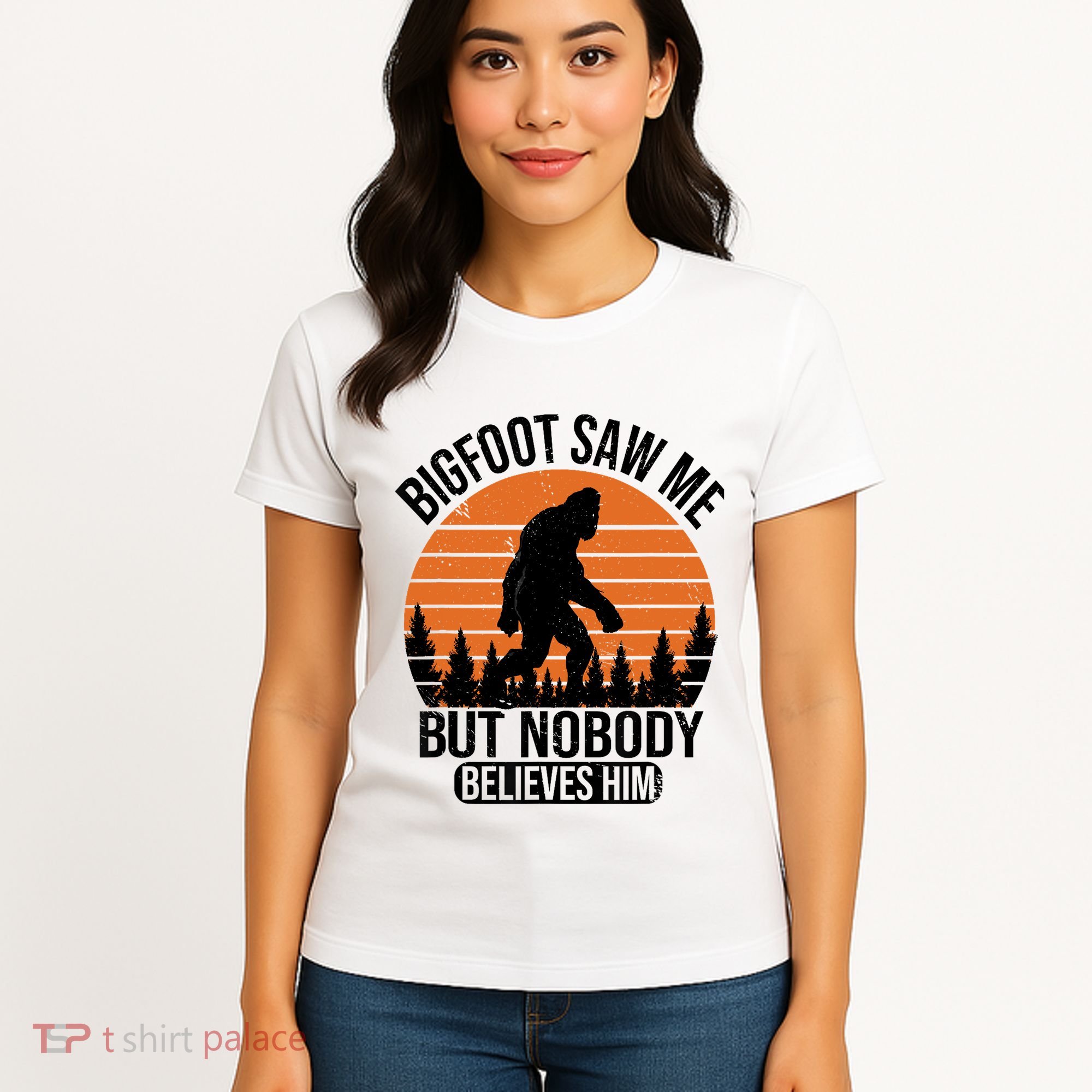 Bigfoot Saw Me But Nobody Believes Him Night Stroll Women's T-Shirt