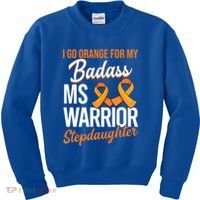 Badass Stepdaughter Multiple Sclerosis Ms Warrior Gift Kids Sweatshirt thumb 0
