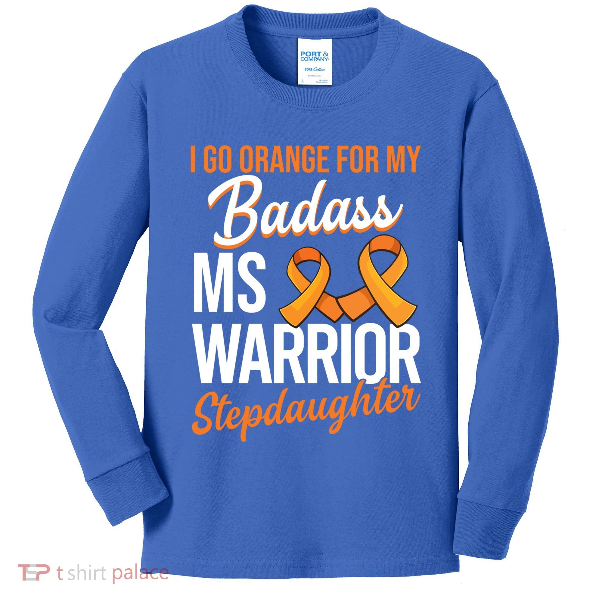 Badass Stepdaughter Multiple Sclerosis Ms Warrior Gift Kids Long Sleeve Shirt