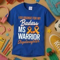 Badass Stepdaughter Multiple Sclerosis Ms Warrior Gift Kids T-Shirt thumb 3