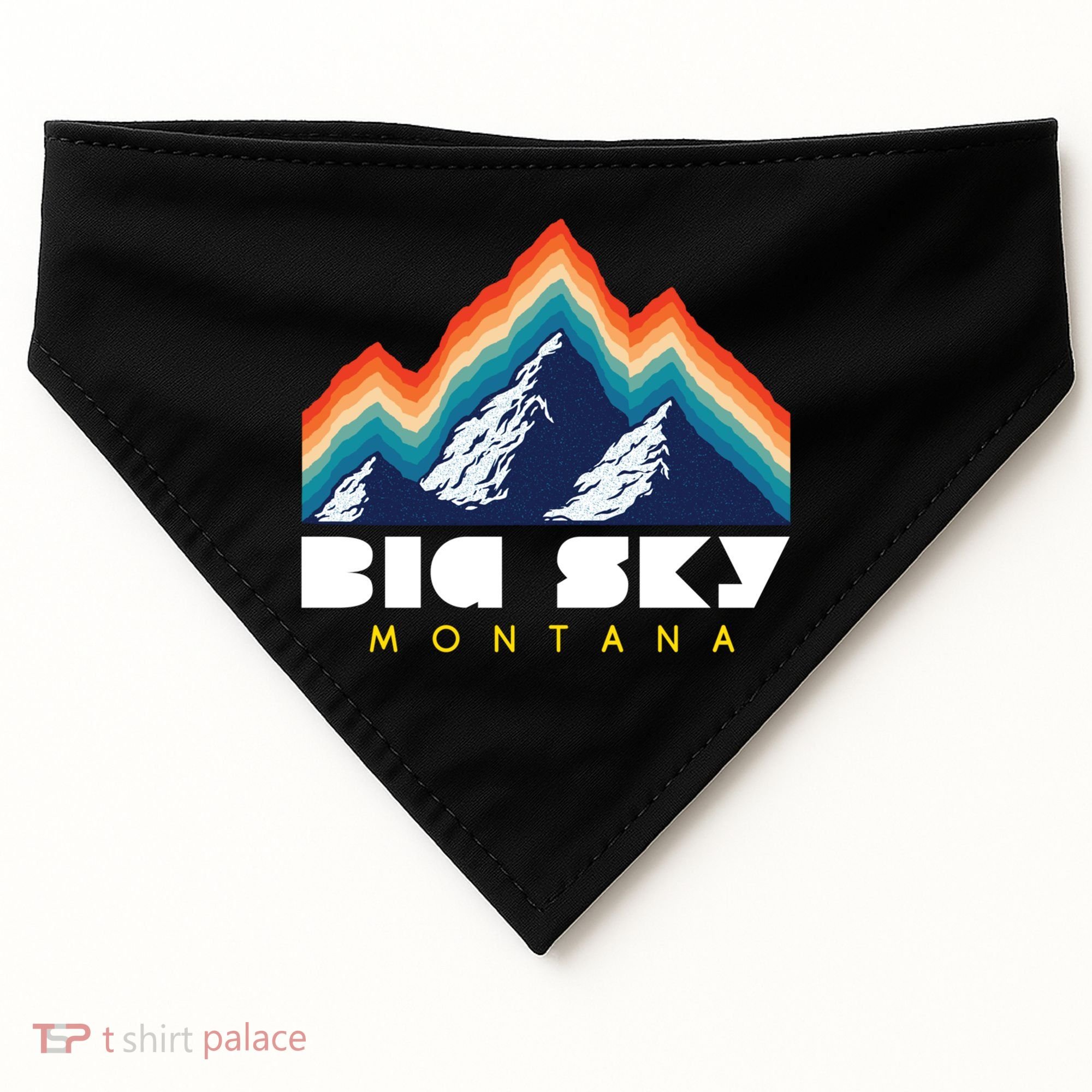 Big Sky Montana Cute Gift Usa Ski Retro Gift USA-Made Doggie Bandana