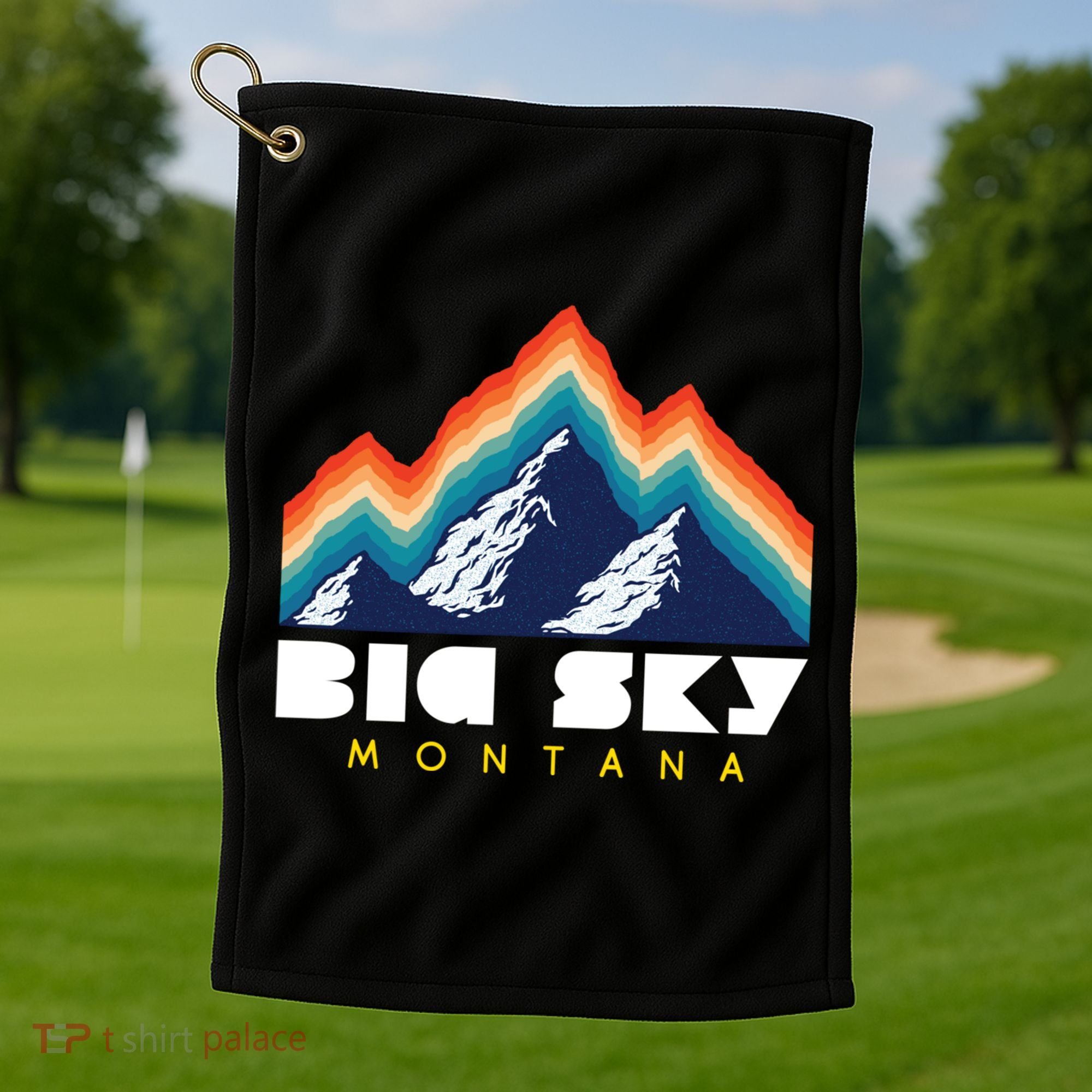 Big Sky Montana Cute Gift Usa Ski Retro Gift Golf Towel