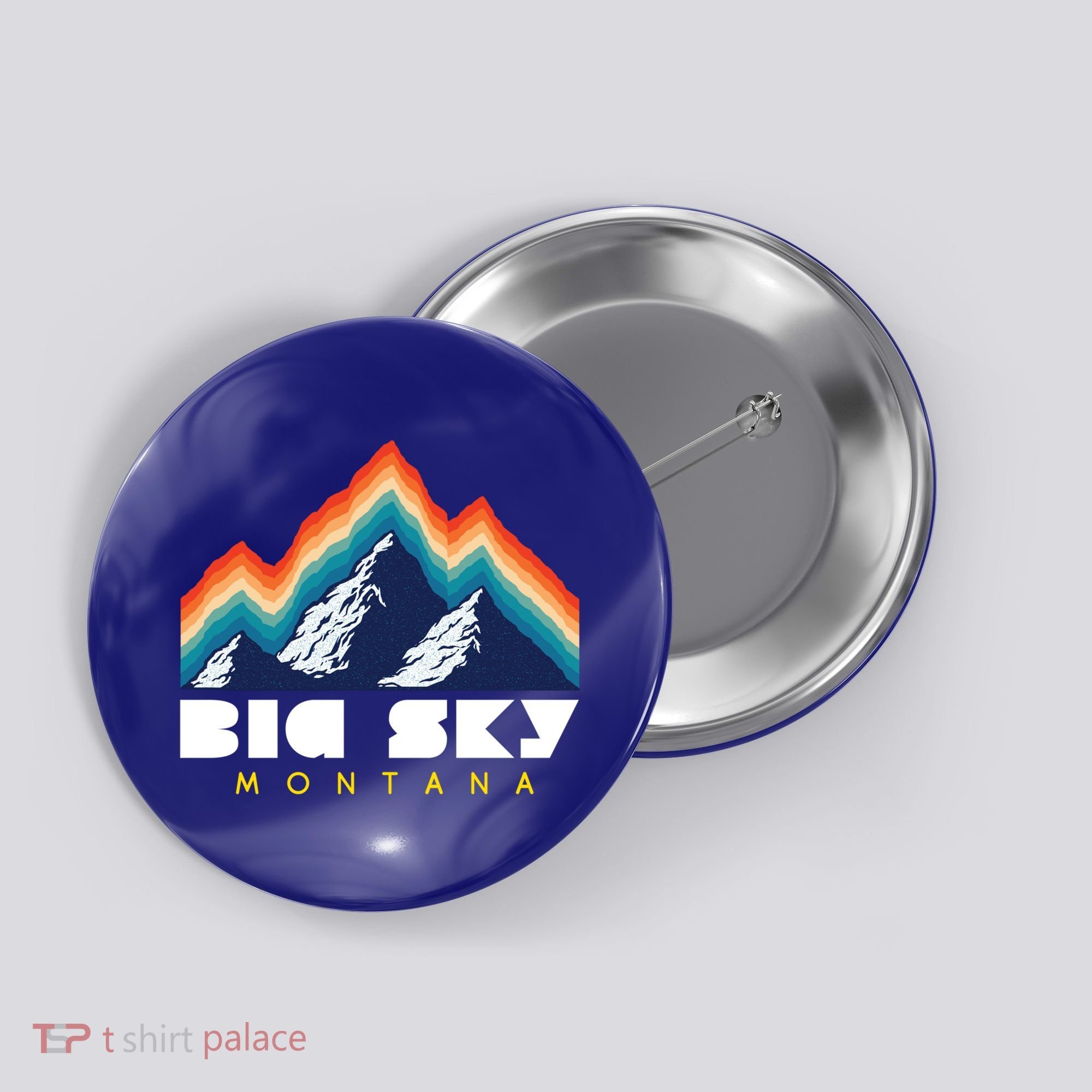 Big Sky Montana Cute Gift Usa Ski Retro Gift Button