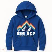 Big Sky Montana Cute Gift Usa Ski Retro Gift Kids Hoodie thumb 0