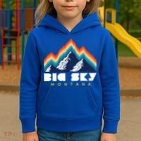 Big Sky Montana Cute Gift Usa Ski Retro Gift Kids Hoodie thumb 3