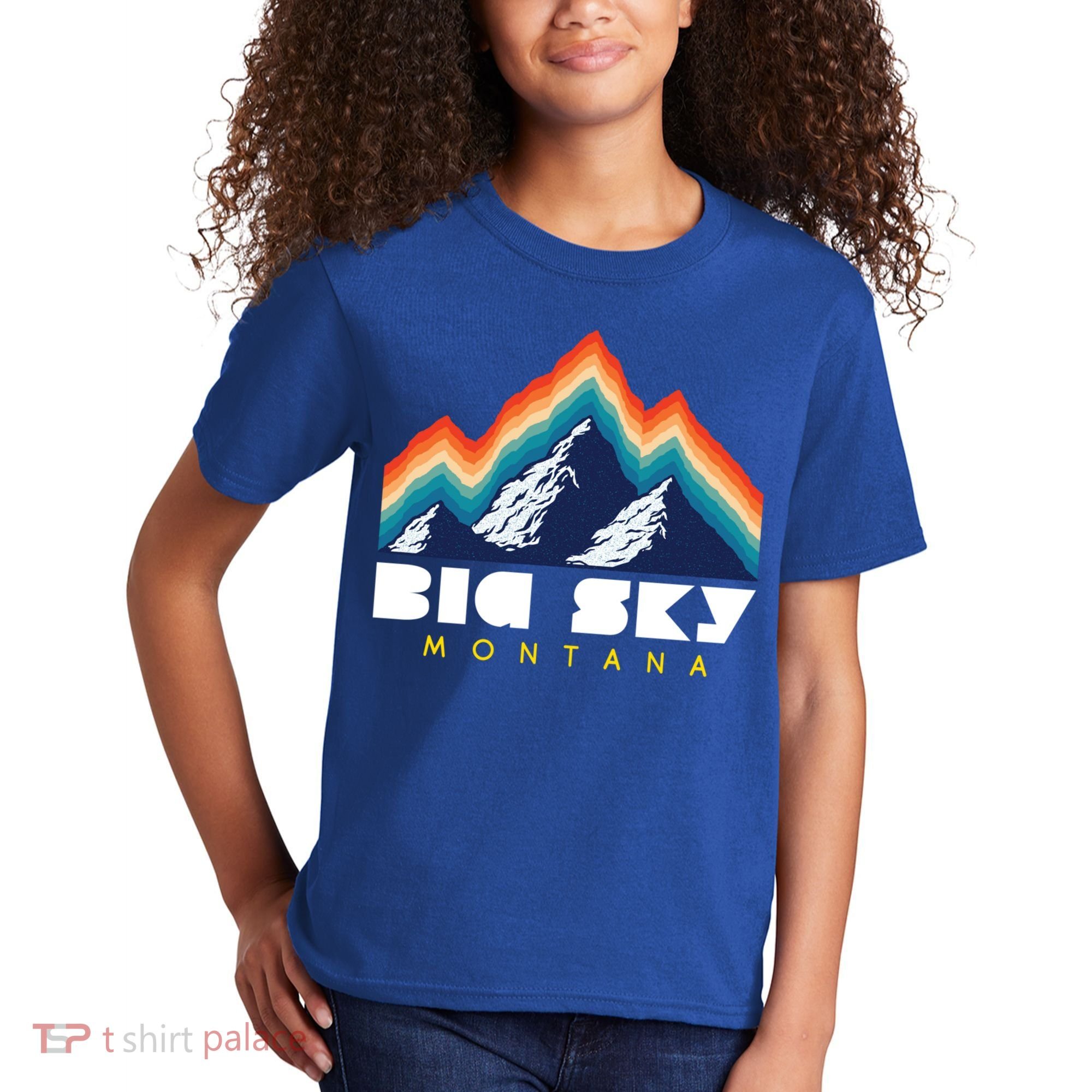 Big Sky Montana Cute Gift Usa Ski Retro Gift Kids T-Shirt