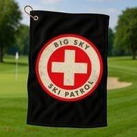 Big Sky Montana Ski Patrol Skiing Gift Golf Towel thumb 1