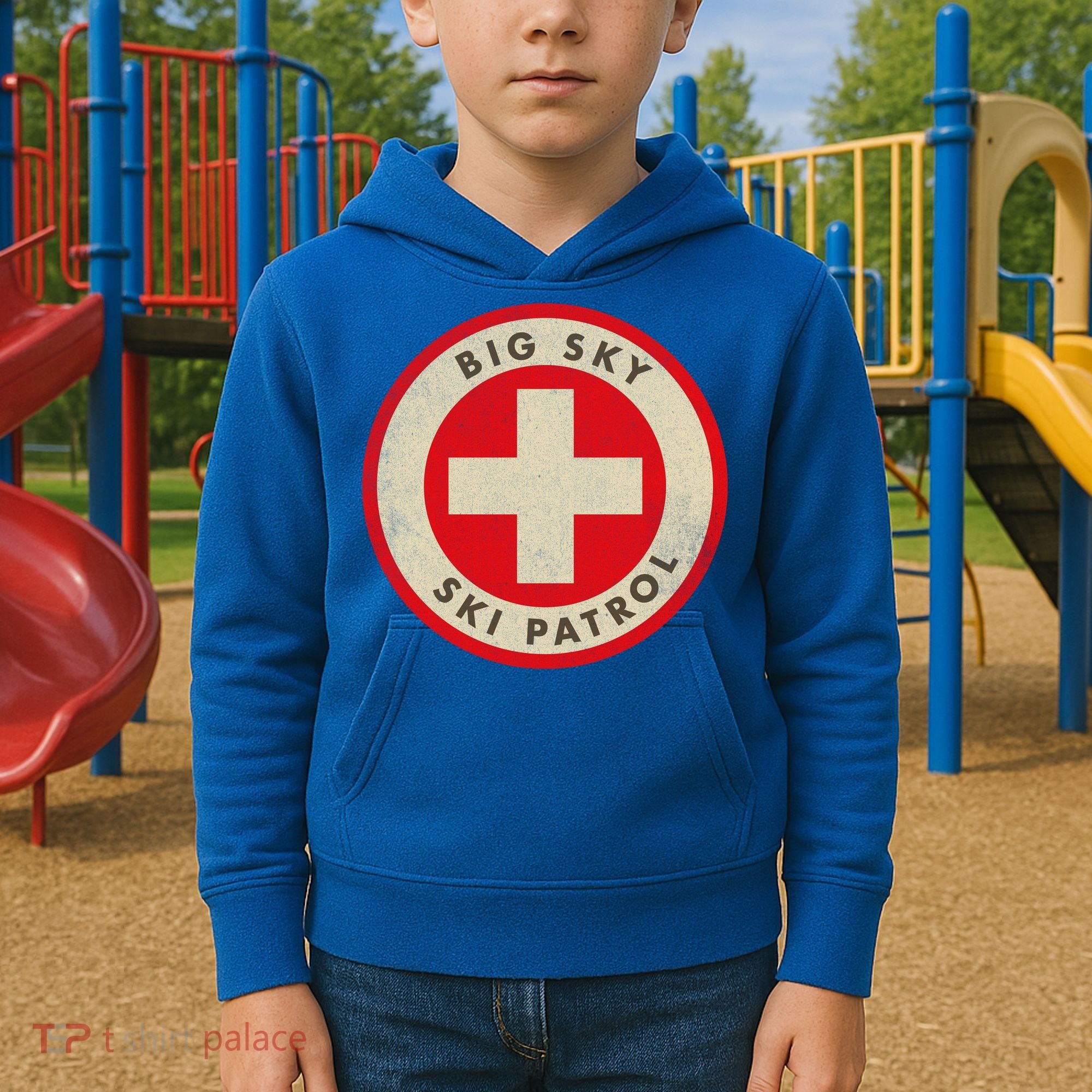 Big Sky Montana Ski Patrol Skiing Gift Kids Hoodie