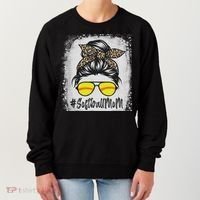 Bleached Softball Mom Life With Leopard And Messy Bun Player Women's Sweatshirt thumb 0