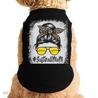 Bleached Softball Mom Life With Leopard And Messy Bun Player Doggie Tank thumb 0
