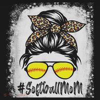 Bleached Softball Mom Life With Leopard And Messy Bun Player Doggie Tank thumb 4