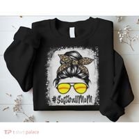 Bleached Softball Mom Life With Leopard And Messy Bun Player Sweatshirt thumb 2