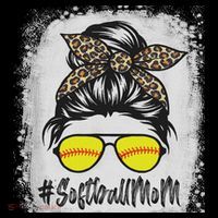 Bleached Softball Mom Life With Leopard And Messy Bun Player Sweatshirt thumb 3
