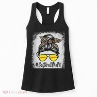 Bleached Softball Mom Life With Leopard And Messy Bun Player Women's Tank Top thumb 0
