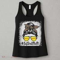 Bleached Softball Mom Life With Leopard And Messy Bun Player Women's Tank Top thumb 3