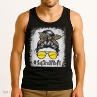 Bleached Softball Mom Life With Leopard And Messy Bun Player Tank Top thumb 3
