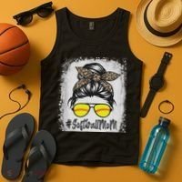 Bleached Softball Mom Life With Leopard And Messy Bun Player Tank Top thumb 4
