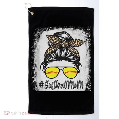 Bleached Softball Mom Life With Leopard And Messy Bun Player Golf Towel